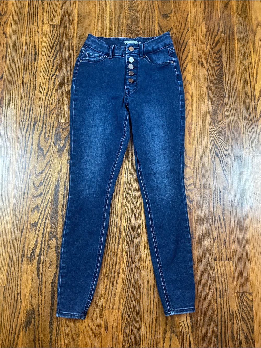 Maurices Dark Blue High-Rise Button-Fly Skinny Jeans